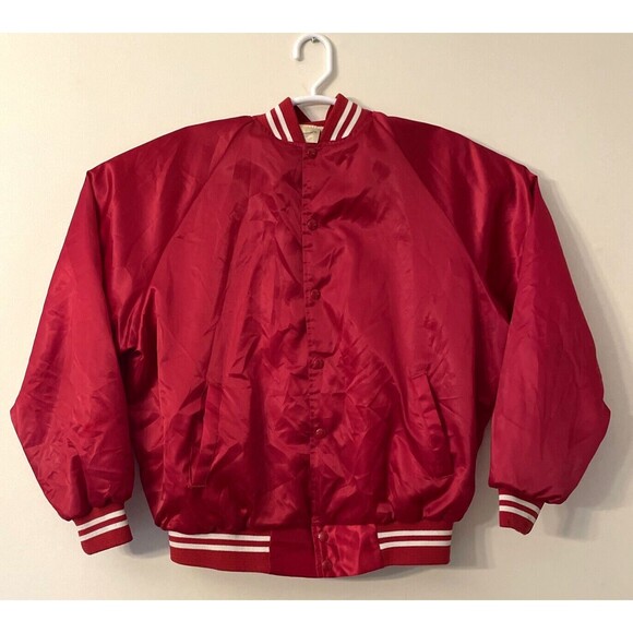 Vintage Satin Bomber Red Jacket XXL 80s Worlds Famous Pizza TUBBY’S Indiana - Picture 4 of 8